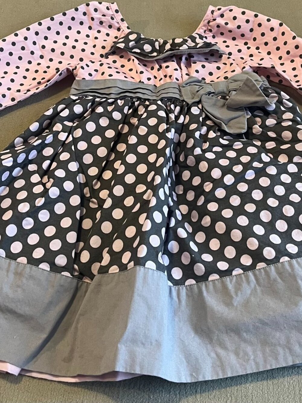 Donita Toddler Girls Polka Dot Lining Tulle Dress Long Sleeves Size 12 Month.
